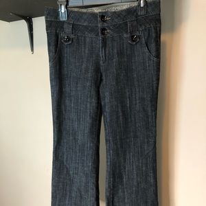 Dark blue wash denim trousers